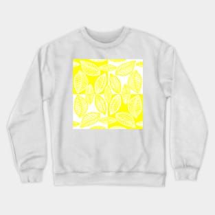 Yellow and White Leaves Counterchange Pattern Crewneck Sweatshirt